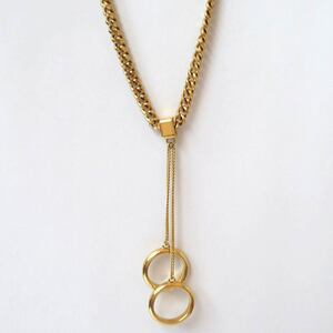 Used Chloe Double Ring Necklace Chain Necklace Gold Plating A Rank Gold Ladies Chloe [Free Shipping] [Mita Store]