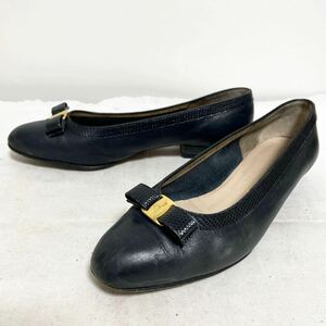 Wa 135 ★ ⑤ Salvatore Ferragamo Salvatore Ferragamo Leather Pumps Heel Shoes 6.5 C Ladies Black