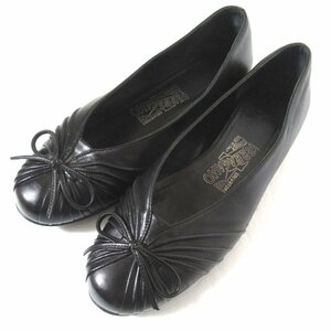 Beauty SALVATORE FERRAGAMO Salvatore Ferragamo Leather ribbon flat shoes Pumps 6.5c size 24cm equivalent black