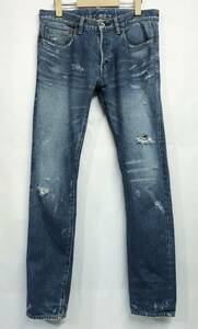 32 Size ◆ Lideal Rideal PRISM Damage Processed Denim Pants Indigo Jeans G bread