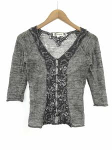 MICHEL KLEIN Michelle Clan Mohailla Mixed Wool Mixed Lace Cardigan SIZE38/Gray ◇ ■ ☆ DLB8 Ladies