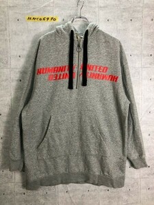 H &amp; M H &amp; M Men's Men's Print Half Zip Back Brushed Sweat Hoody M Gray Cotton Polyester