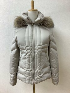 Ined beige down 90%jacket hood and fur removable size 9