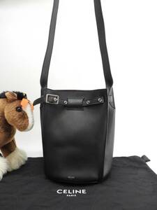 Celine Belt Bag Bucket Leather Black Pochette Cross Body Bag Pole Beauty@F-CE-1128