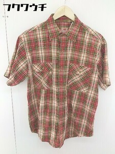 ◇ Levi's Levi's check Short Sleeve Shirt Brouse Size M Red Beige Multemus