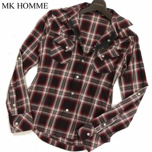 MK HOMME Michelicran Om Omu -year -old Slim ★ Long Sleeve Western Check Shirt SZ.46 Men C3T11502_C#C#C