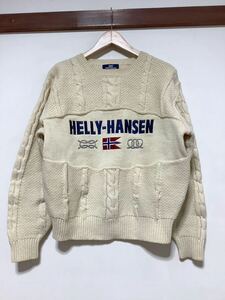 And 1262 HELLY HANSEN Helly Hansen Sweater Knit Cable Braid M Automeal Off White Old Short Length Unisex