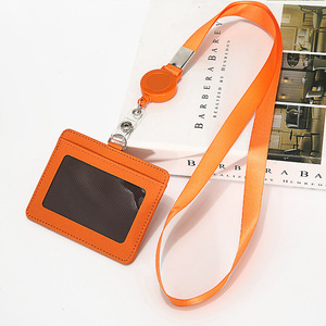 Card Case Pass Case Pass Case Pass Case With Telescopic Reel Neck Strap Horizontal Horizontal Orange Clear Window IC ID Security