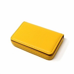 "B1S-A2" leather business card holder card case (yellow) magnet card holder business