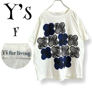 m98 "Rare" One-of-a-kind "[Yohji Yamamoto] YOUJI YAMAMOTO 90s Wise Total Pattern Floral Designer Oversize T-shirt White Big Logo Yurudabo