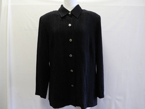 Price reduction [Versace VERSACE] Italian blouse size 44 (L) Black Tops Ladies Price Reduction 13912-0