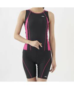 No. 13 XL New FILA Sepalate Fit Nest Neskini Swimsuit Black × Pink turnover prevention Free shipping Anonymous delivery Ladies Large Size Swimwear