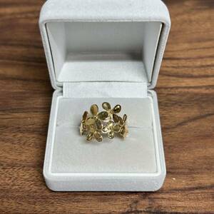 K18 18 Gold Design Ring Ring 4.1g Flower Flower Precious metal