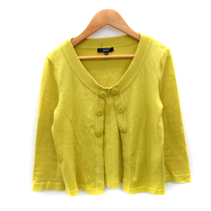 Lope ROPE Cardigan Short Length Round Neck 7 -minute Sleeve Sleeve Machine M Yellow Yellow /SY2 Ladies