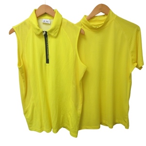Adidas Adidas Adidas Adidas Zero Golf Wear Cut Sew 2 -piece set Summarized Shirt Sleeve Short Sleeve Yellow Yellow L Size 0110 STK