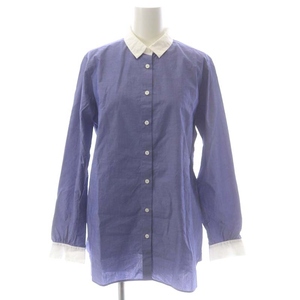 Macintosh Philosophy 22AW Basic Shirt Cutter Blouse Long Sleeve Cleric Cotton 38 M Blue White