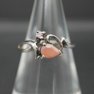 G855 Pink Stone 925 engraving ring design Silver Ring No. 9