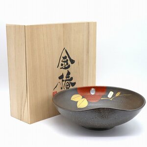 Mino ware, Seikaze, large bowl, gold Tsubaki, Japanese tableware, No.221126-08, packing size 80