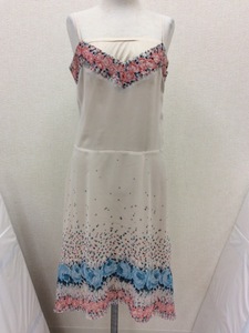 Viva -Yu beige to rose pattern chiffon dress size 2