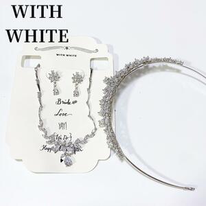 With White Bridal Accessories 3 Points Set Tia Lade Neckless Earrings