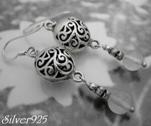 ★ Inventory disposal ★ Silver 925 pierced 2 pieces set of piercings Arabesque Natural stone Lose Quartz/Store closing 50%Silver Access to OFF