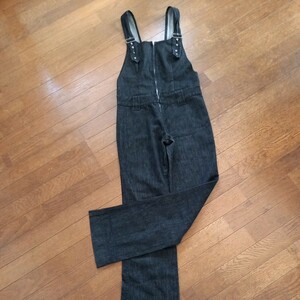 Beauty Vintage Rare Find Black Denim Overall Salopet Denim Pants Made in Japan All -in -One Street Cool