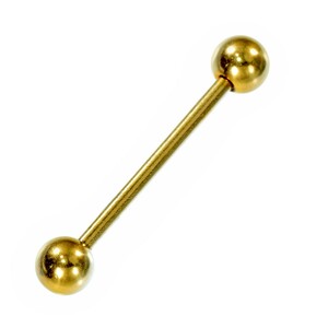 [Logging/1 piece] Body pierced titanium straight barbell standard body piercing 14 gauge inner diameter 20.0mm ball 5.0mm golden gold color