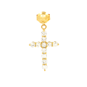 Glint Cross motif earrings 18k Yellow Gold Lab Glow Glow Diamond New