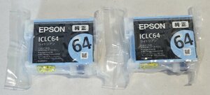 ☆ Unused genuine product ☆ EPSON/Ink cartridge/Light Cyan × 2/ICLC64 Management No.3A1226