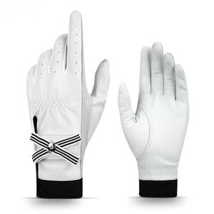 Both hand sets Golf women's women's sheep leather genuine leather Ribongrove White White Cute Fashionable 2