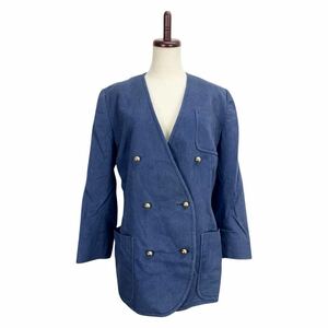 VINTAGE CELINE Vintage Celine Ladies Blue Double No Color Jacket Long Slee Sleeve Out