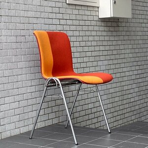 ■ Kotobuki KOTOBUKI Sori Yanagi FRP Side Chair separately Red Shell Red x Orange Fabric Stacking Base MID type