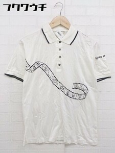 ◇ ◎ M.U Sports M Yu Sports Print Embroidery Short Sleeve Polo Shirt Size 40 White Black Men