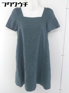 ◇ TIARA Tiara Square Neck Short Sleeve Mini Piece Size 2 Green Blue Ladies