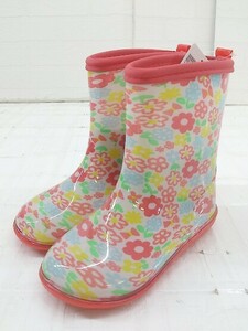 ◇ KIDS FORET Kids Foret Flower Pattern Rain Boots Short Boots Size 19 White Red Multi Ladies