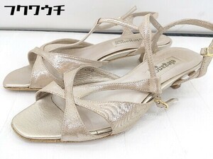 ◇ elegance Himiko Open Toe T-Strap Low Heel Sandals (Equivalent to about 23cm) Beige Women's