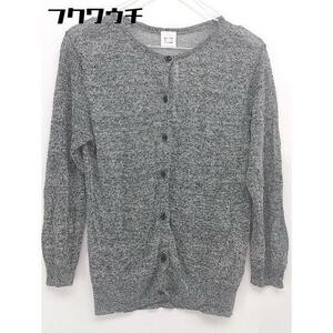 ◇ ◎ BULLE DE SAVON Linen Mixed Knit Sweater Long Sleeve Cardigan Size F Black White Ladies
