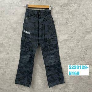 DBW541 OVER GAME Dark Navy camouflage camouflage zip cargo pants 12a Real dimensions W20IN Kids USA used clothes S220129-N169