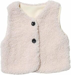 Children's clothing Thick Vest Warm Baby Baby Best Cute Soft Lightweight front Sleeve fluffy (color: ivory white size: 110cm) f08