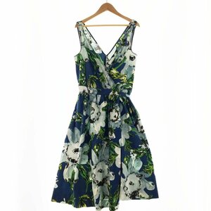 ★ Moskino Cheep Annic Botanical Botanical Pattern Sleeve One Piece i40 Ladies Blue Green Dress HA04270866 1BA/90556