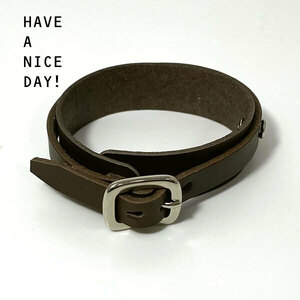 [M size] Leather bracelet wristband double -rolled cowhide leather accessories Men's ladies Nume leather handmade chocolate