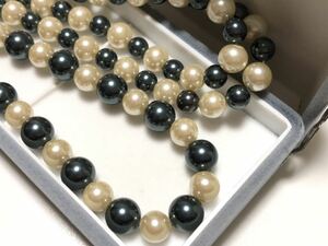 Fake Pearl 112.0g 6mm -7mm Ball Two -Ton Color 152cm Long Necklace Beauty item [Inspection/Pearl]