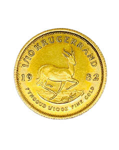 [Rising gold] * Current goods * K22 South Africa Kruger Land Gold Coin 1/10 ounce coin 1982 Krugerrand Fyngoud 1/10oz Fine Gold approx. 3.4g 22 gold