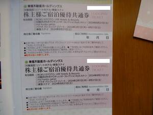 2 sheets included Tokyu Real Estate Shareholder Special Treasure Tokyu Stay Accommodation Coupon Common System Until August 31, 2024