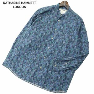 KATHARINE HAMNETT LONDON Katherine Hamnet College Leaf Pattern Total Pattern ★ Long Sleeve Band Color Shirt SZ.L Men A4T01526_2#C