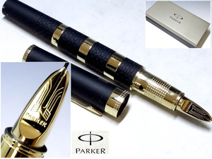 【侍】PARKER パーカー 5th INGENUITYインジェニュイティ ブラックラバー＆メタルCT 第5のペン 万年筆 インク/箱付 20-k1682