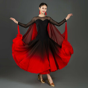 Popular New Ladies Social Dance Costume Fashionable Modern Dance Dress Gradation System Single Red Dress Single item S ~ XXL Selectable