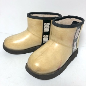 Free shipping on two scores! 2A48 UGG Agg Clear Clear Mini Rain Boots Mouton Boots 19.5㎝ Kids Junior Short Bore Beige
