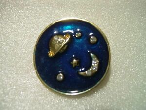 Space astronomical design brooch ② Navy blue 3cm circular space Hoshinar planetary moon