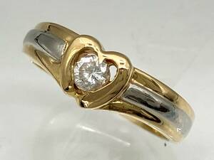 K18 / Pt900 / # 5.5-6 / 2.8g / Heart motifling store with diamonds